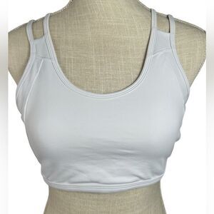 Dona Jo UVB White Strappy Criss Cross Back Sports Bra